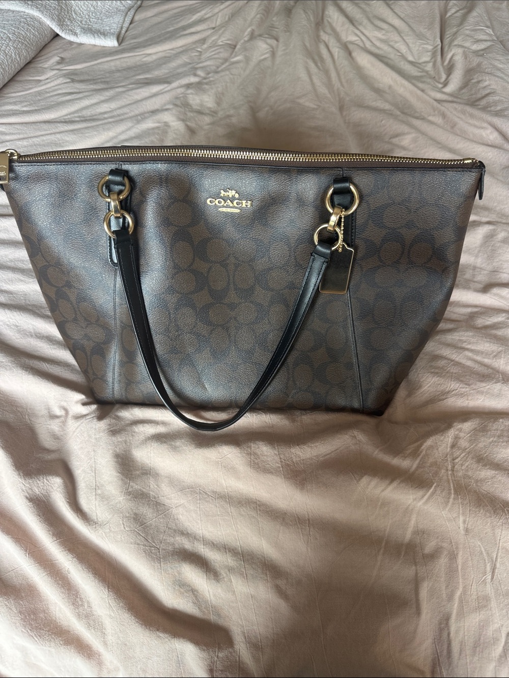 Coach Ava Tote F58318 Signature Brown Black Gold Hardware